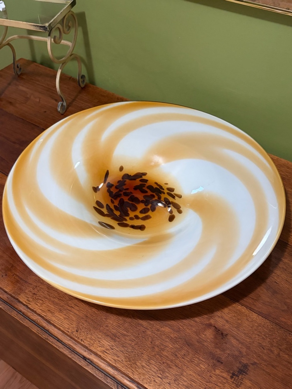 Vtg Studio Art Glass Centerpiece Attributed to Chihuly, Sculptural Spiral Glass